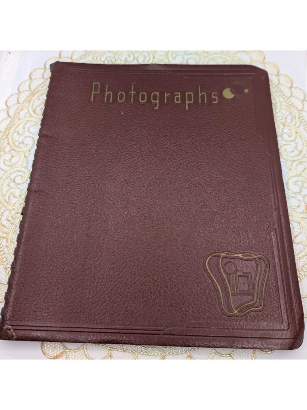 VTG Art Deco Amfile No.980 Photo Album Blank Black Pages Scrapbook Maroon Unused